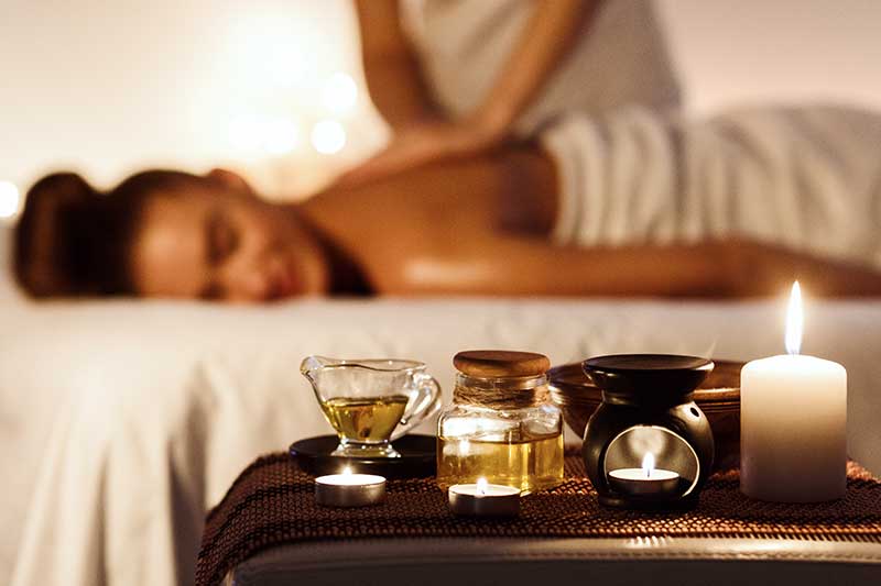 Aromatic oils prepared for a massage
