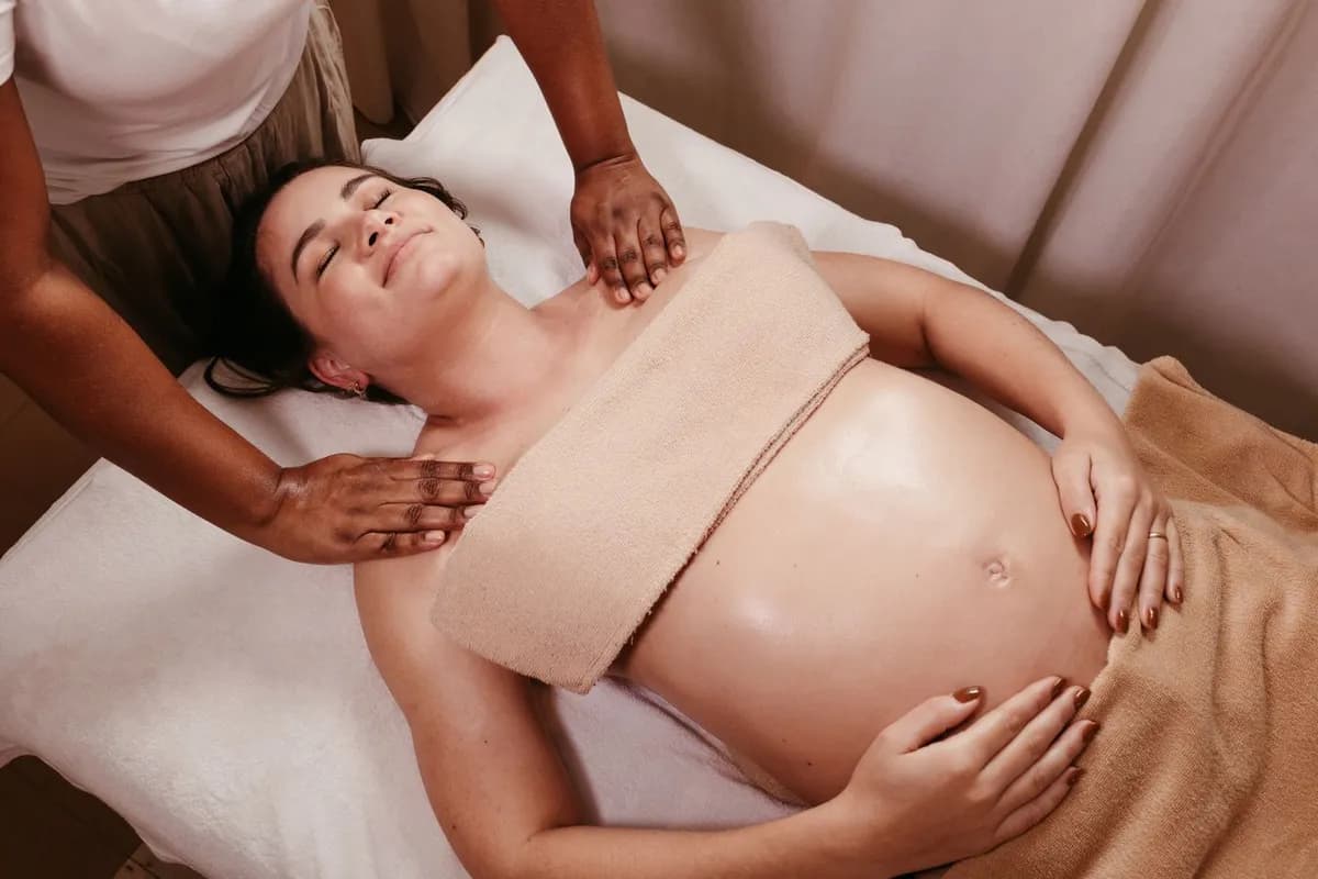 Expectant guest receiving a gentle prenatal massage